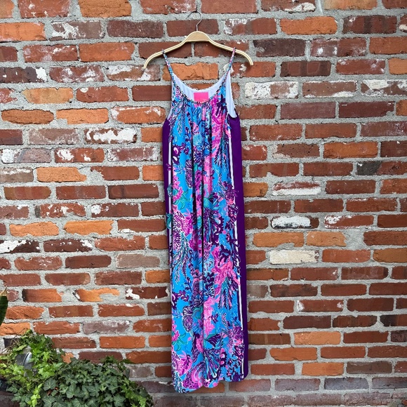 Lilly Pulitzer Hazelyn Maxi Dress Oasis Snoba Duba Doo Turquoise Size Small - Picture 2 of 8